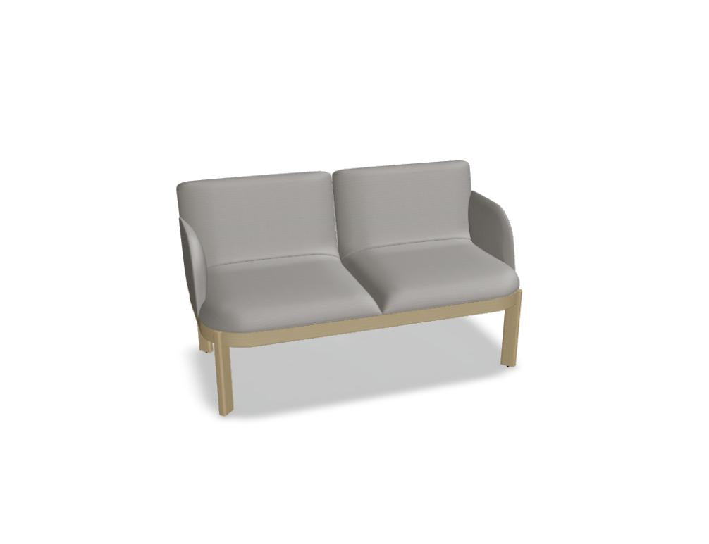 Runder Sofa-Block in modernem Grau mit schlanken Metallfüßen, gemütliche Polsterung und klare Linien; elegantes 2er-Sofa-Design von MDD unter Wattierungskreuzung