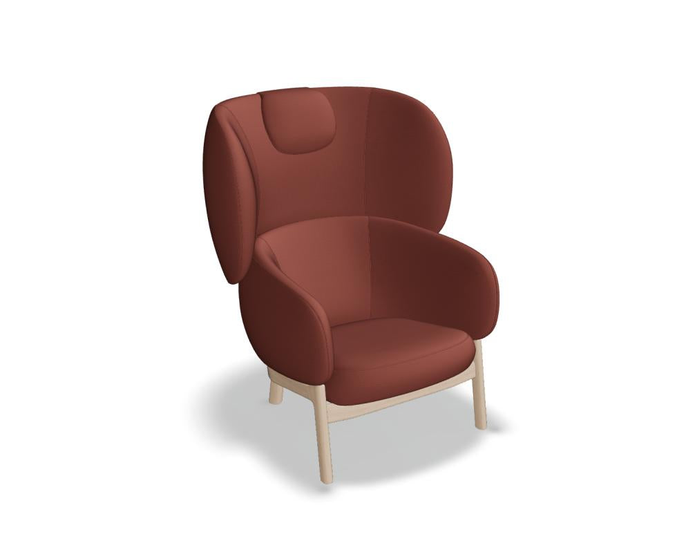 Grand Grace GRF04 Sessel von Mdd mit hoher Kopfstütze, gepolsterter Sitzschale und eleganter Holzbasis