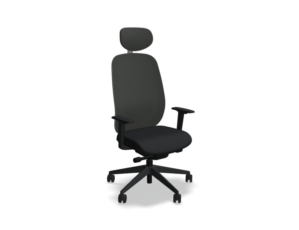 Ollie OLL01 Bürostuhl: moderner, ergonomischer Sitzkomfort mit verstellbarer Rückenlehne, Armlehnen und Netzteilung; schwarzes Gestell, atmungsaktives Sitzkissen, ideal fürs Büro