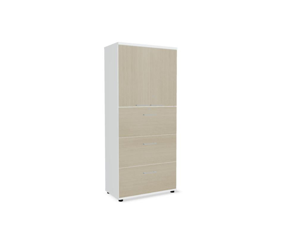 Mdd Standard A54C4 Hängeregisterschrank in Holzoptik mit Schubladen, funktionaler Büroschrank für geordnete Ablage