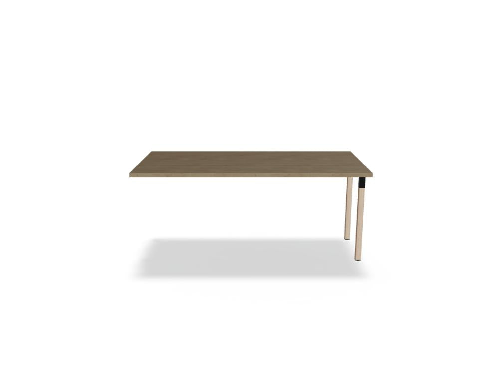 Helles Schreibtischmodell Ogi W BOW042L mit glatter Oberfläche, moderner Designsäule und integrierter Kabeldurchführung, ideal für Home-Office und Arbeitszimmer.