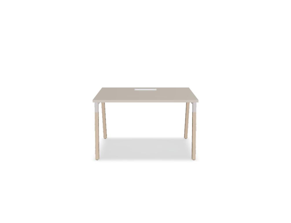 Ogi W BOW02 Schreibtisch von Mdd mit heller Holzplatte, weißem Gestell und schlichten Beinen auf weißem Hintergrund