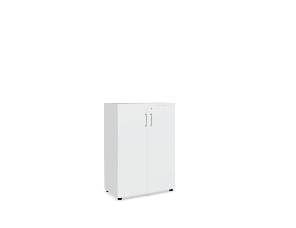 Büroschrank Standard von Mdd in Weiss Pastell mit Front in Eiche Natur, Melaminplatte mit ABS-Umleimer, Aluminium-Griff und Patentschloss.