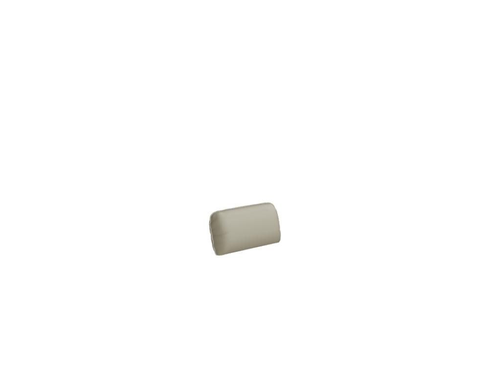Modulares Sofa Linka von Mdd in Dunkelbeige mit Rückenkissen, Holzgestell und pulverbeschichteten Stahlseiten, gepolsterte Sitzfläche sichtbar.