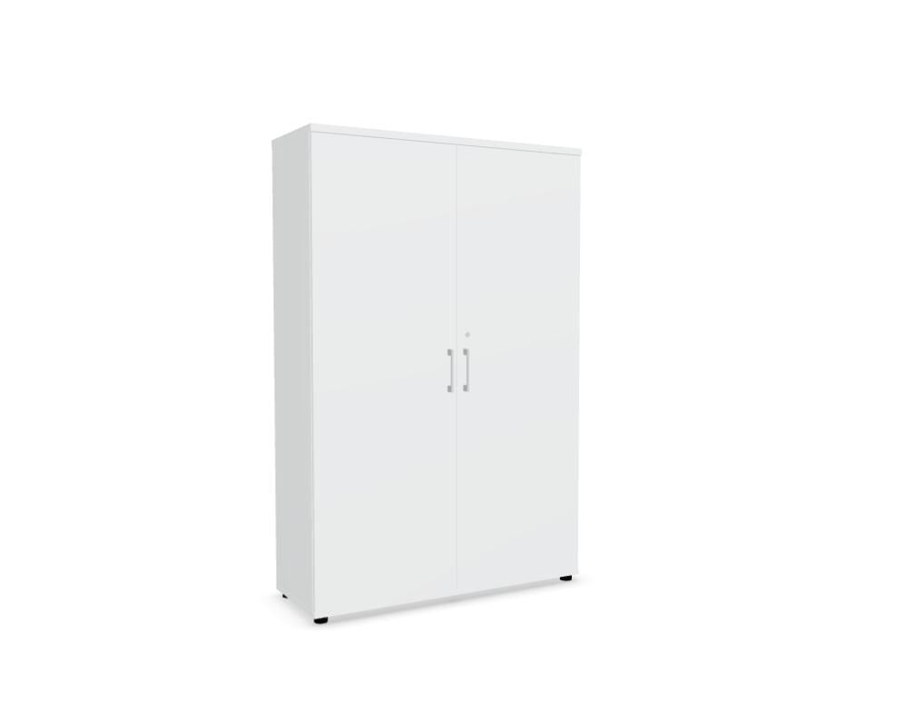 Büroschrank Standard von Mdd in Weiss Pastell mit Front in Eiche Natur, Melaminplatte mit ABS-Umleimer, Aluminium-Griff und Patentschloss.