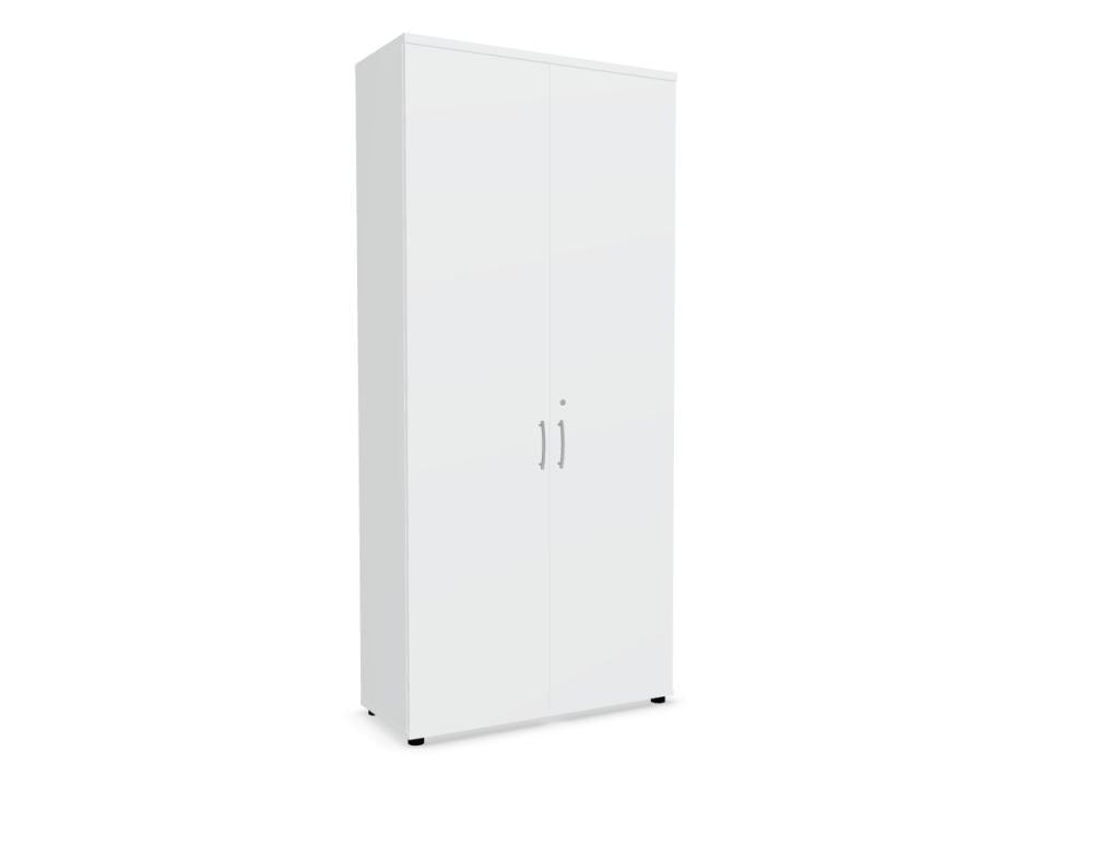 Büroschrank Standard von Mdd in Weiss Pastell mit Front in Eiche Natur, Melaminplatte mit ABS-Umleimer, Aluminium-Griff und Patentschloss.