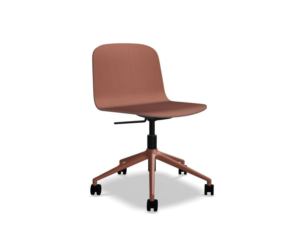 Nud ND1P22: Moderner Sperrholz-Drehstuhl mit höhenverstellbarem Aluminiumfuß, inklusive robusten Rollen, elegantes Design, komfortabler Sitzkomfort