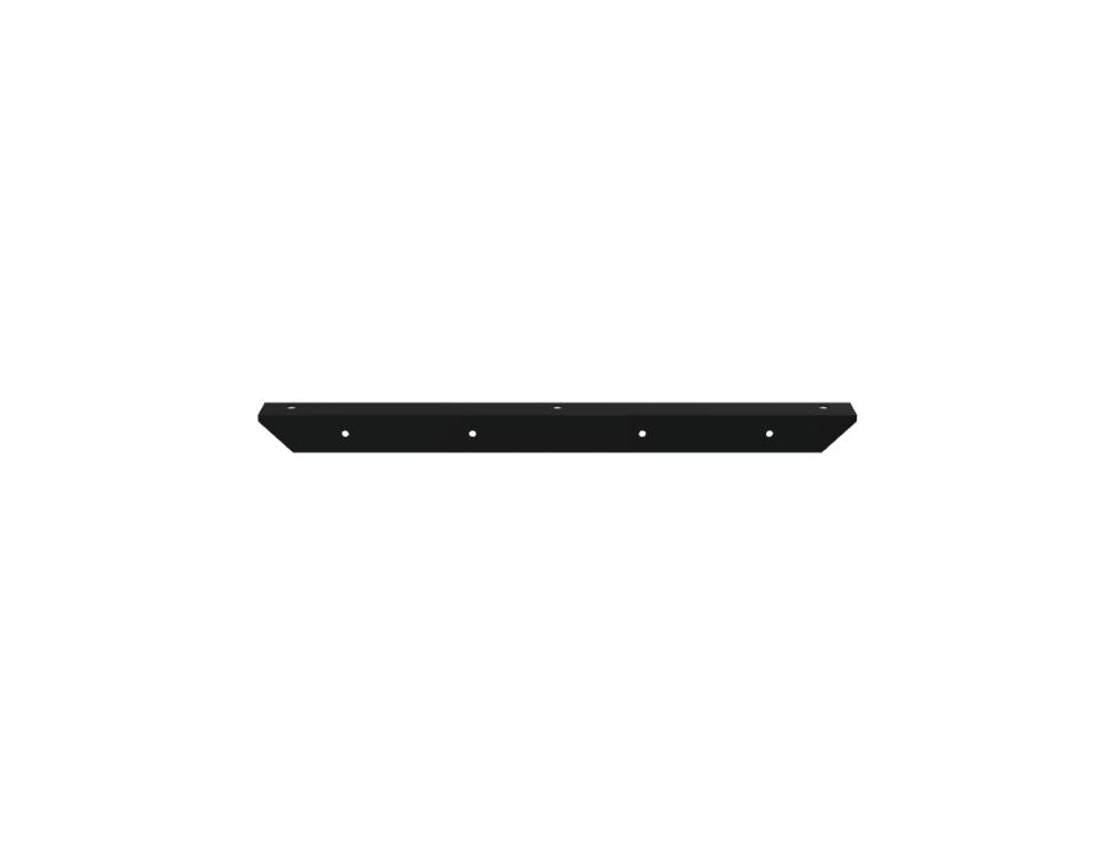 Schwarz halbmatte Befestigungselemente von Mdd aus Metall: Winkelhalterungen und Flachstahlprofile für Büromöbel und Arbeitsplatten.