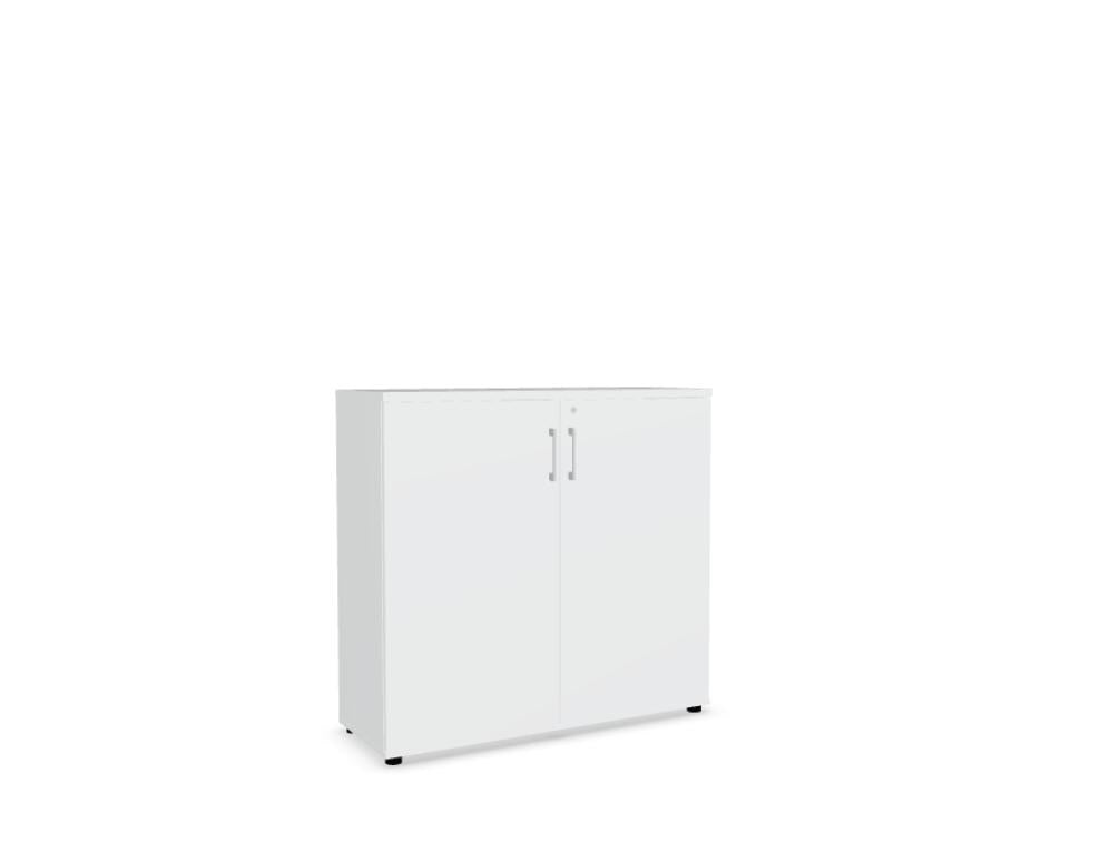 Büroschrank Standard von Mdd in Weiss Pastell mit Front in Eiche Natur, Melaminplatte mit ABS-Umleimer, Aluminium-Griff und Patentschloss.
