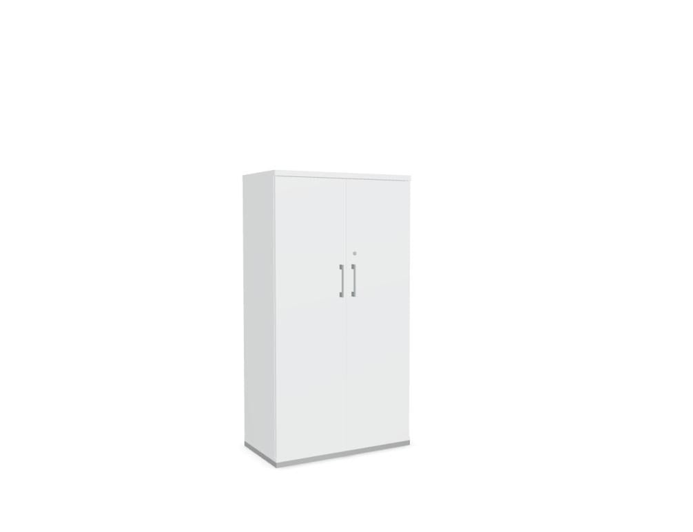 Büroschrank Standard von Mdd in Weiss Pastell mit Front in Eiche Natur, Melaminplatte mit ABS-Umleimer, Aluminium-Griff und Patentschloss.