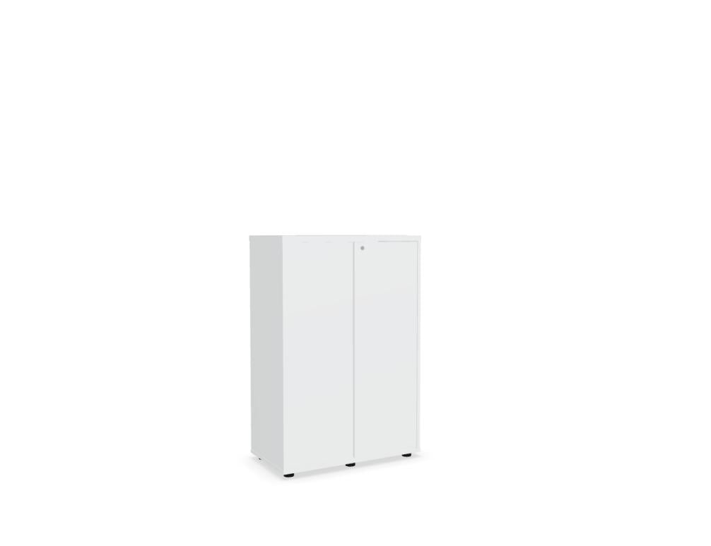 Standard MEA3P04 Schiebetür-Schrank aus Büroserie von MDD, eleganter Büroschrank mit moderner Glas-/Holzoptik, kompakte Größe, ideal für Akten und Ordner