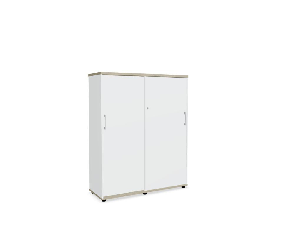 Mdd Standard A4P06K Schiebetürenschrank fürs Büro in schlichter Optik mit breiten Griffleisten und viel Stauraum