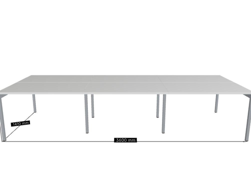 Doppelschreibtisch Ogi Y Bench von Mdd in Honigeiche mit schwarzem Metallgestell, Tischplatte für zwei Arbeitsplätze nebeneinander.
