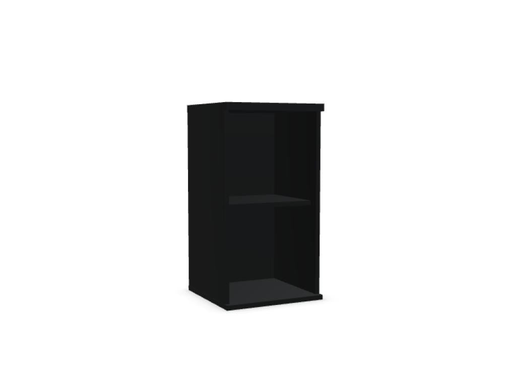 Aufsatzschrank Basic von Mdd in Dunkle Walnuss, Melaminplatte mit ABS-Umleimer, Flügeltür mit Aluminiumgriff, für Büroschränke geeignet.
