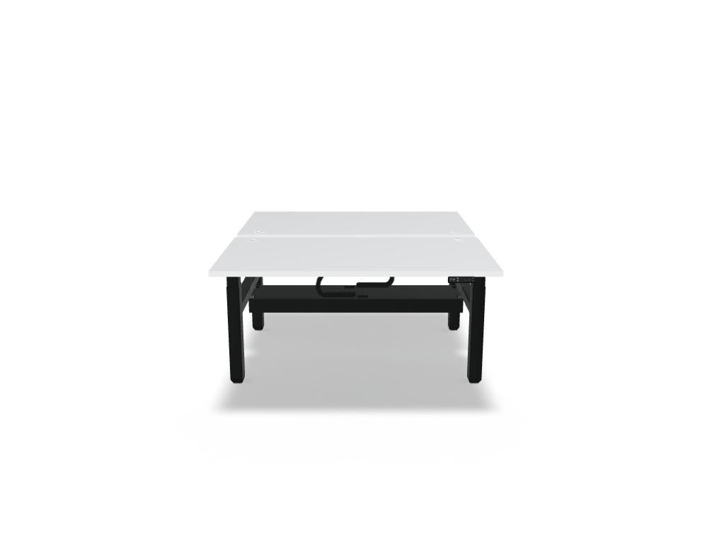 Doppelschreibtisch Ogi Drive Bench in Vicenza Eiche mit Metallgestell und Kabelschiene
