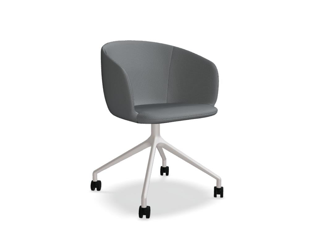 Stilvoller Drehstuhl Grace GRP19K mit schwarzer Netzrückenlehne, gepolstertem Sitz und massiver Drehbasis aus Metall; modernes, ergonomisches Design für Büro- und Home-Office-Ambiente.