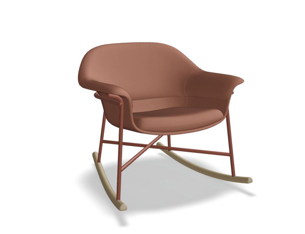 Sessel Ismo IS04 mit Schaukelgestell, helles robustes Lounge-Möbelstück aus Holz und Stoffbezug, modernes Design für Wohnzimmer oder Leseecke
