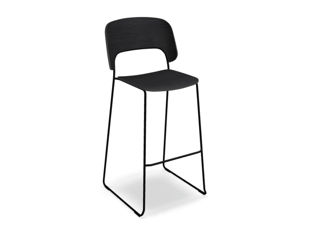 Afi AF02 Barhocker von Mdd mit gepolstertem Sitz, schlankem Metallgestell und Fußstütze für moderne Barbereiche.