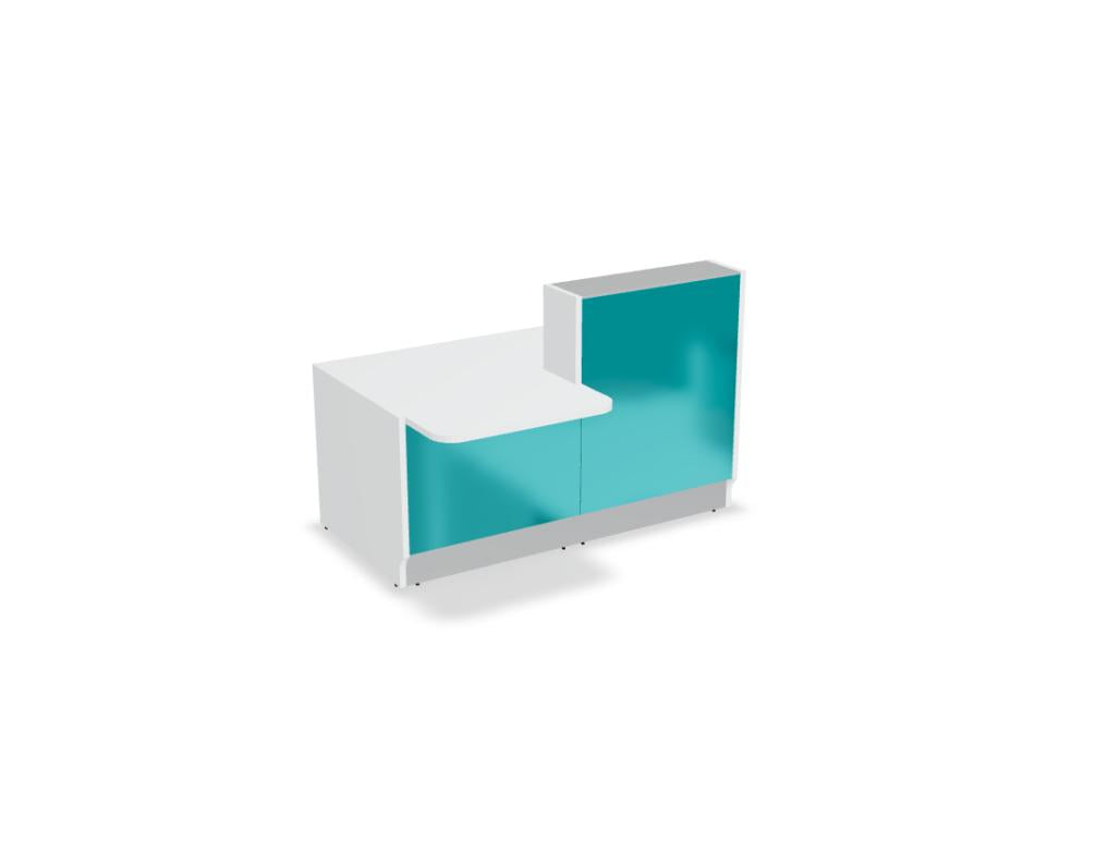 Bild zeigt die moderne Linea LIN331P modulare Empfangstheke als Teil der MDD Empfangsdesk-Kollektion, kompakt und flexibel gestaltbar