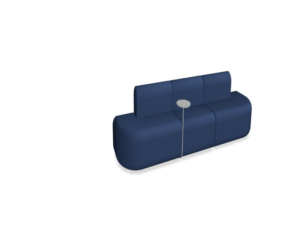 Modulares Sofa Artiko von Mdd in Hellgrau, Sitzelemente mit gepolsterter Rückenlehne, Metallgestell und abgerundeten Formen.