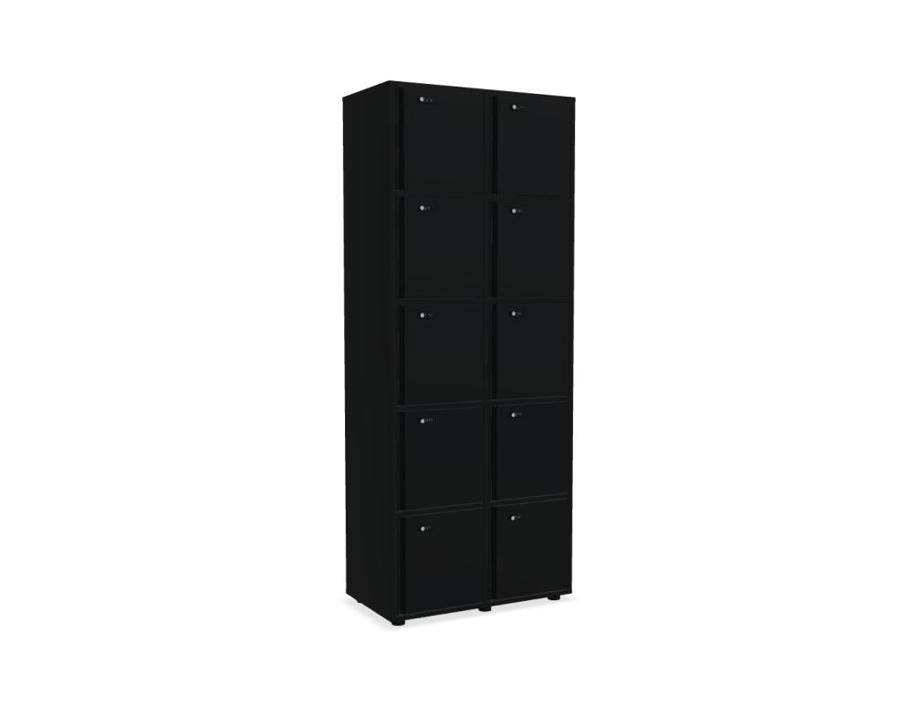 Büroschrank Locker Plus von Mdd aus rot mattem Melamin mit Aluminium-Kantengriff, integrierten Türgriffen und höhenverstellbaren Füssen