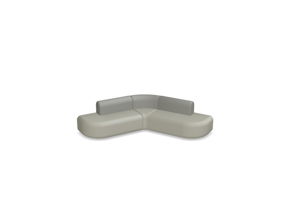 Bild zeigt das Artiko AT28 Ecksofa in asymmetrischem, dunkelgrauem Stoffbezug mit hellen Holzbeinen. Großer Sitzkomfort, Eckteil und platzsparende Form ideal für moderne Wohnzimmergestaltung.