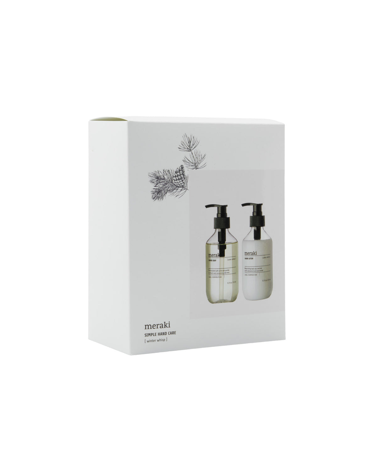 Weisse Geschenkbox Meraki Winter Whisp mit Handseife und Handlotion