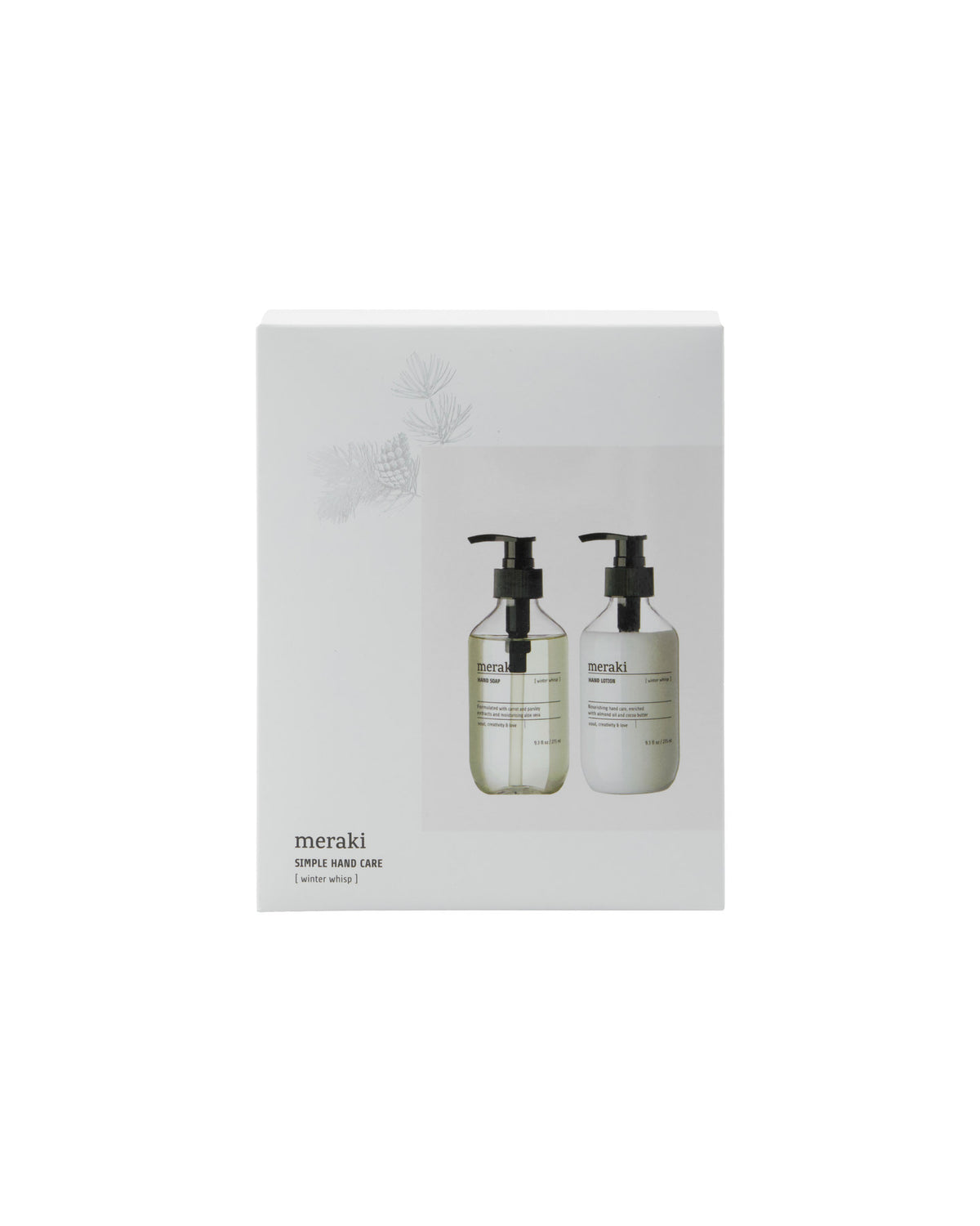 Weisse Geschenkbox Meraki Winter Whisp mit Handseife und Handlotion
