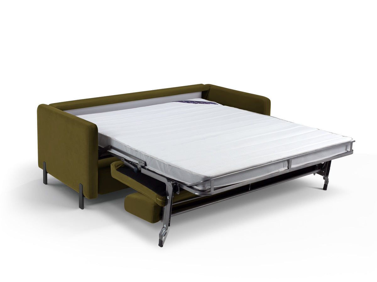 Gloria Velour Sofa mit Schlaffunktion 2 Sitzer in Green-Salvador präsentiert im Onlineshop von KAQTU Design AG. Bettsofa ist von Micadoni