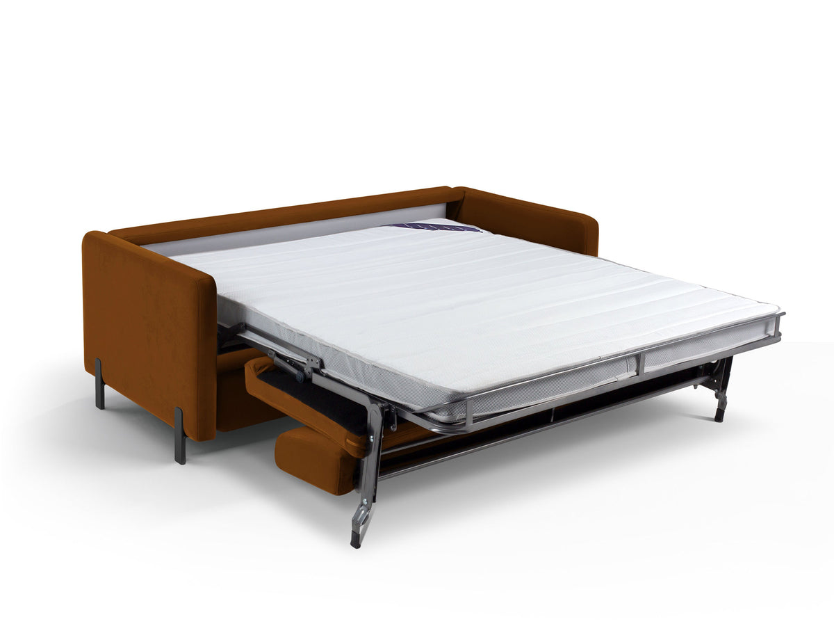 Gloria Velour Sofa mit Schlaffunktion 2 Sitzer in Brown-Salvador präsentiert im Onlineshop von KAQTU Design AG. Bettsofa ist von Micadoni