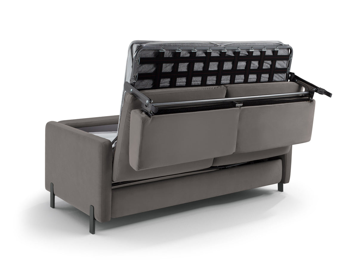 Gloria Velour Sofa mit Schlaffunktion 2 Sitzer in Grey-Salvador präsentiert im Onlineshop von KAQTU Design AG. Bettsofa ist von Micadoni