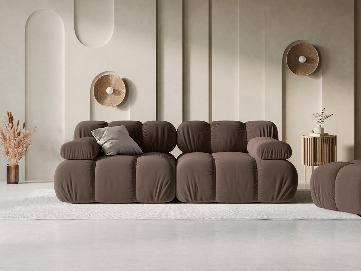Bellis Velour modulares Sofa 2 Sitzer 94cm in Dark Brown-Bluvel präsentiert im Onlineshop von KAQTU Design AG. 3er Sofa ist von Micadoni