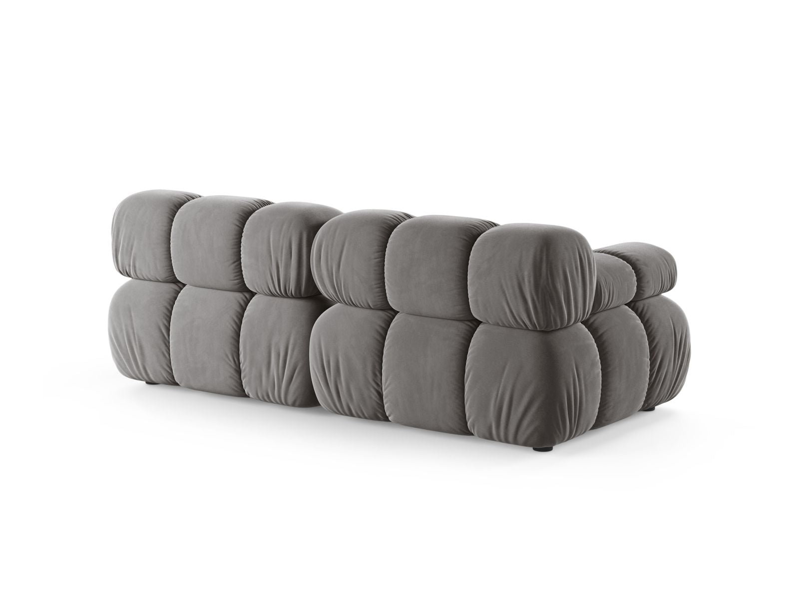 Elegantes Bellis Velour 2-Sitzer Sofa in stilvollem Grau, ideal für moderne Wohnräume und vielseitige Gestaltungsmöglichkeiten.