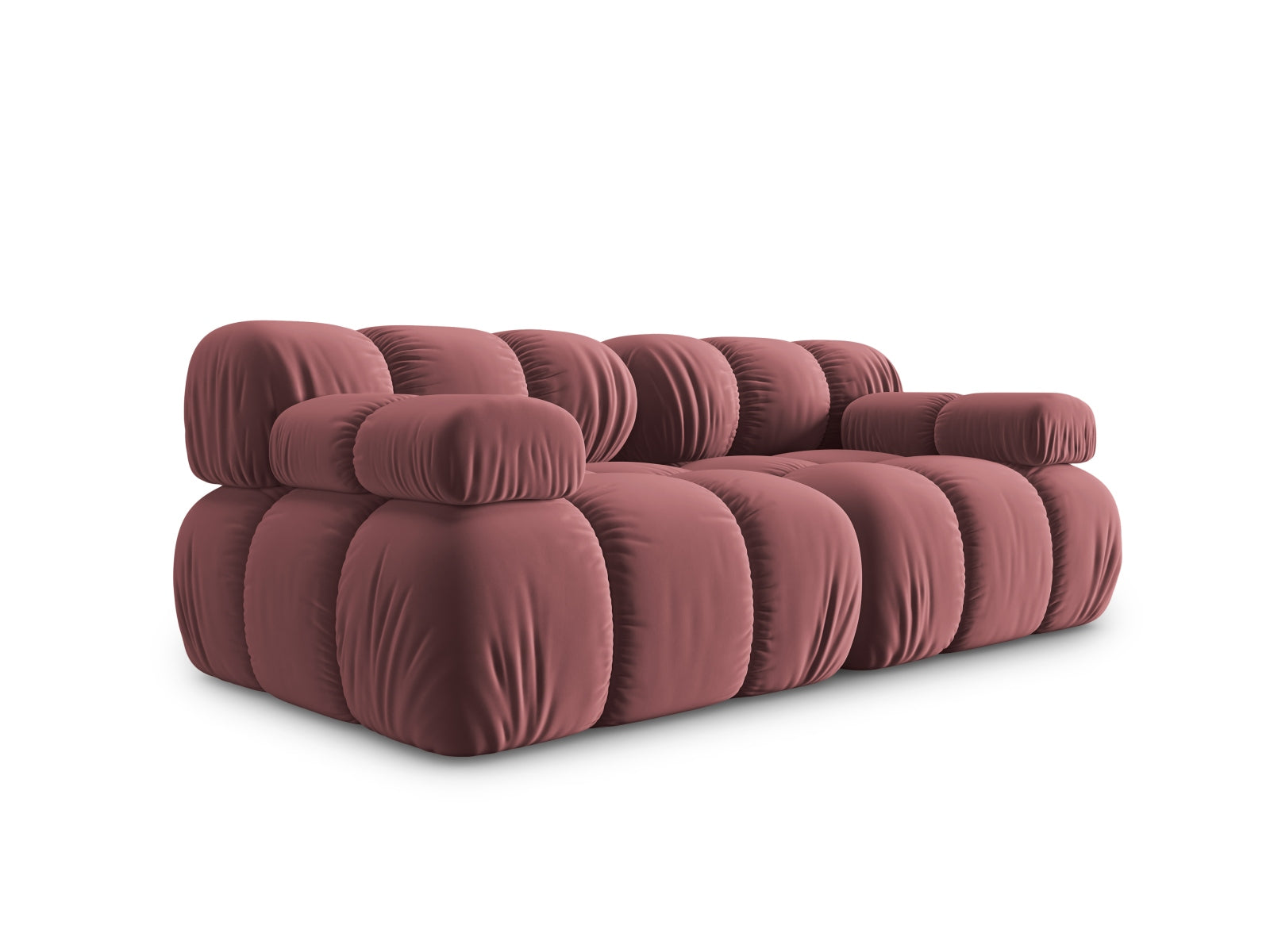 Modulares 2-Sitzer Sofa Bellis aus Velour in zarten Pastellfarben, perfekt für moderne Wohnkonzepte und individuelle Raumgestaltung.