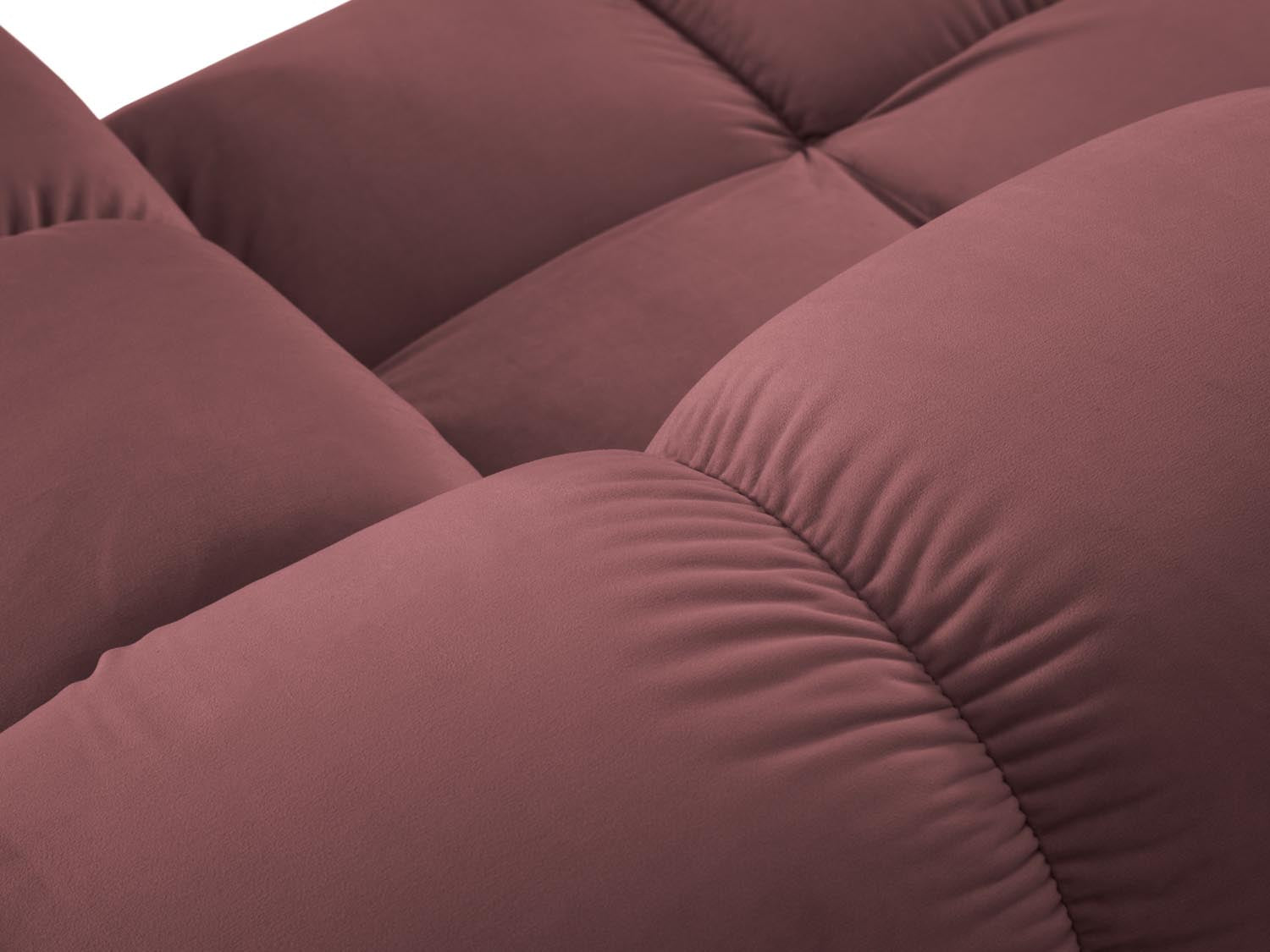 Elegantes 2-Sitzer Sofa Bellis aus Velour, ideal für stilvolle Wohnräume und flexible Einrichtungsmöglichkeiten in dezenten Farbtönen.