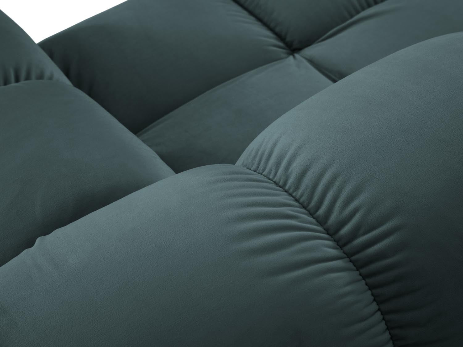 Elegantes 2-Sitzer Sofa Bellis in sanftem Türkis, aus hochwertigem Velours, ideal für stilvolle und moderne Wohnräume.