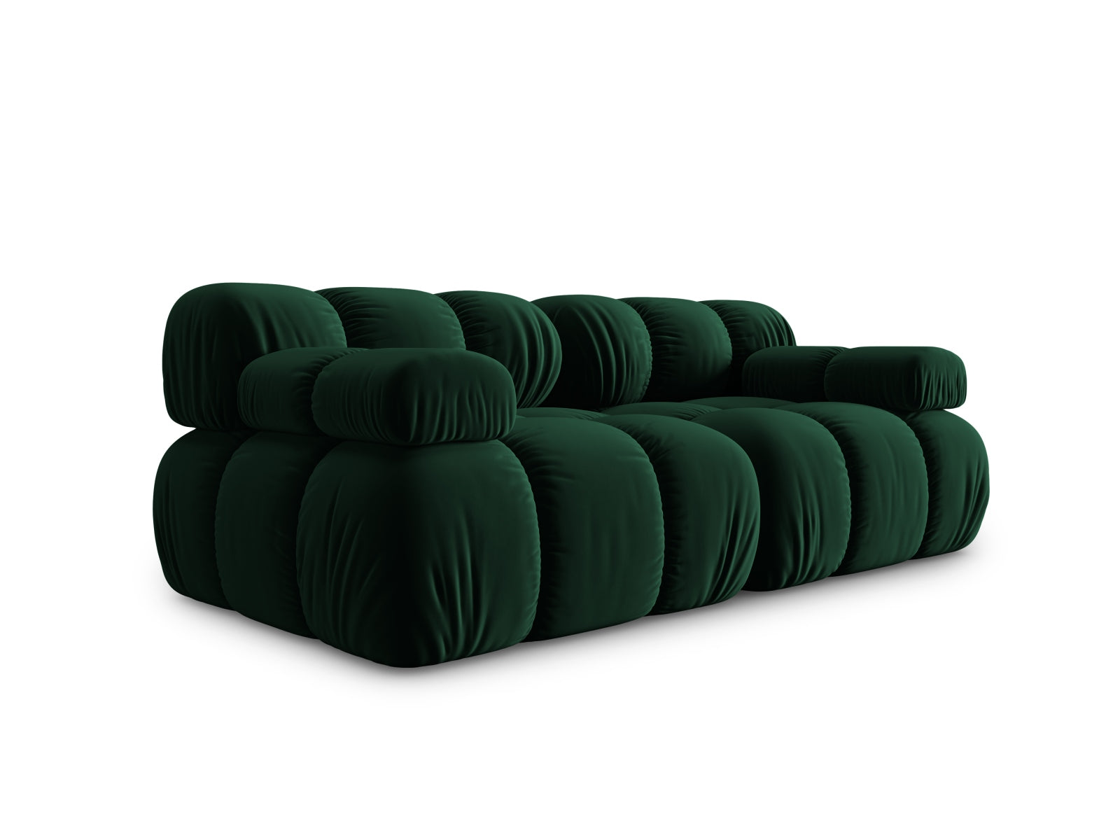 Modulares 2-Sitzer Sofa Bellis in edlem Flaschengrün, aus Velours, perfekt für moderne und elegante Wohnkonzepte.