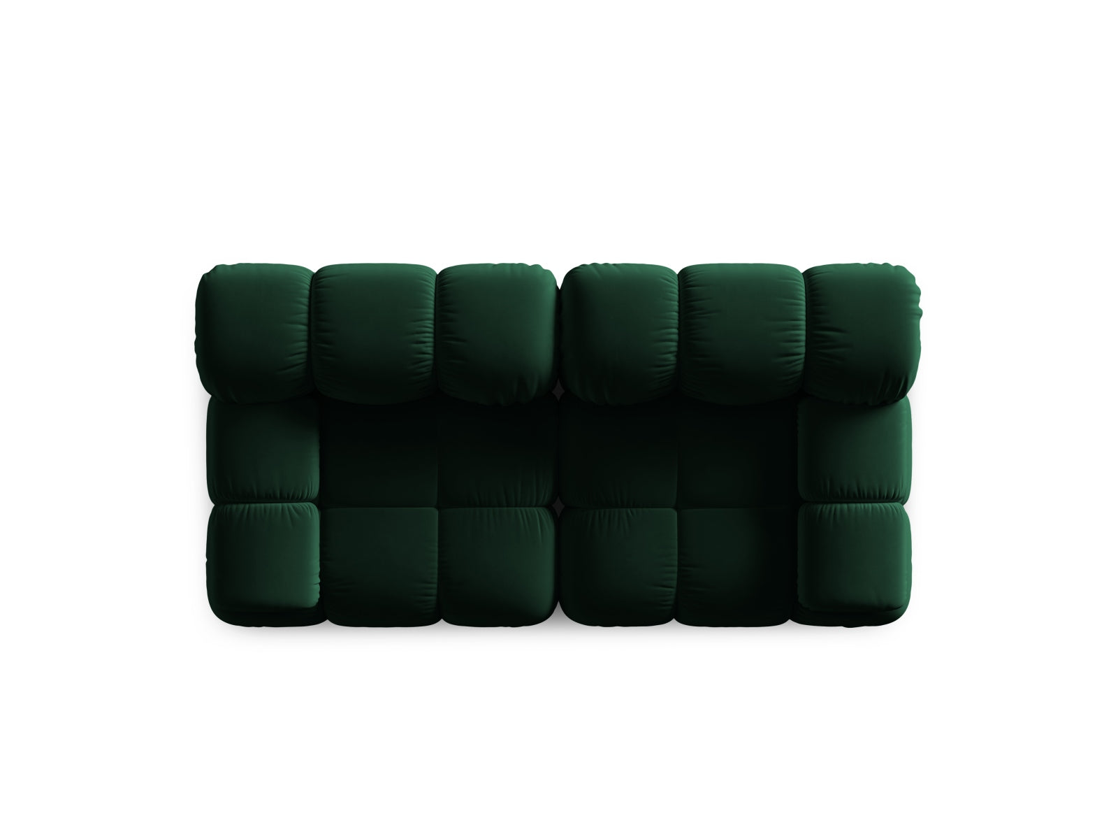 Elegantes 2-Sitzer Sofa Bellis in luxuriösem Flaschengrün aus weichem Velours, ideal für stilvolle und moderne Wohnräume.