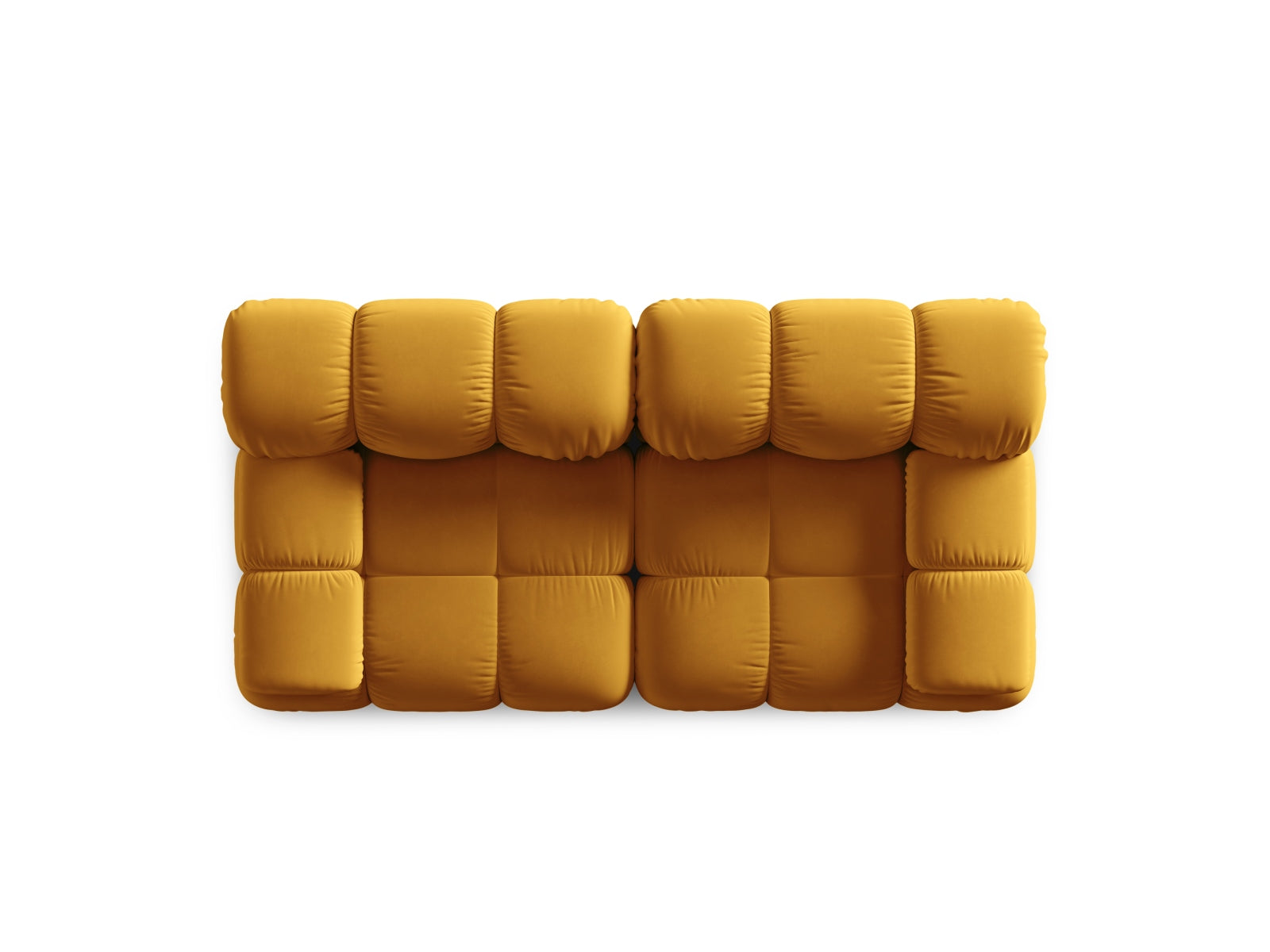 Elegantes Bellis Velour Sofa in Gelb-Blau, 2-Sitzer, 94 cm, ideal für kreative Raumgestaltungen und gemütliche Sitzgelegenheiten.