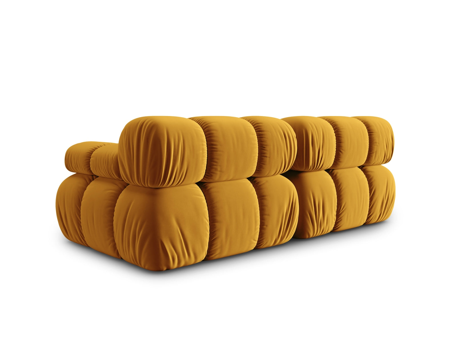 Stylisches 2-Sitzer Sofa Bellis aus Velours in Gelb-Blau, 94 cm, perfekt für moderne Wohnräume und entspannte Stunden.