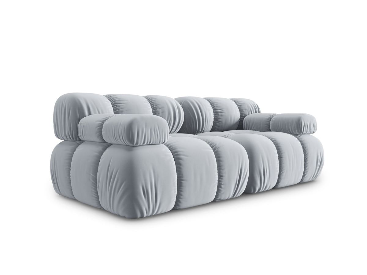 Bellis Velour modulares Sofa 2 Sitzer 94cm in Light Blue-Bluvel präsentiert im Onlineshop von KAQTU Design AG. 3er Sofa ist von Micadoni