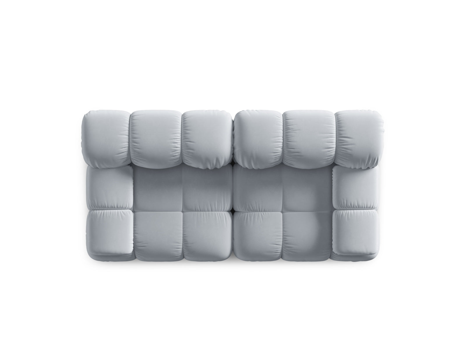 Elegantes Bellis Velour 2-Sitzer Sofa in sanftem Hellblau, ideal für stilvolle Wohnräume und entspannte Stunden, von Micadoni.