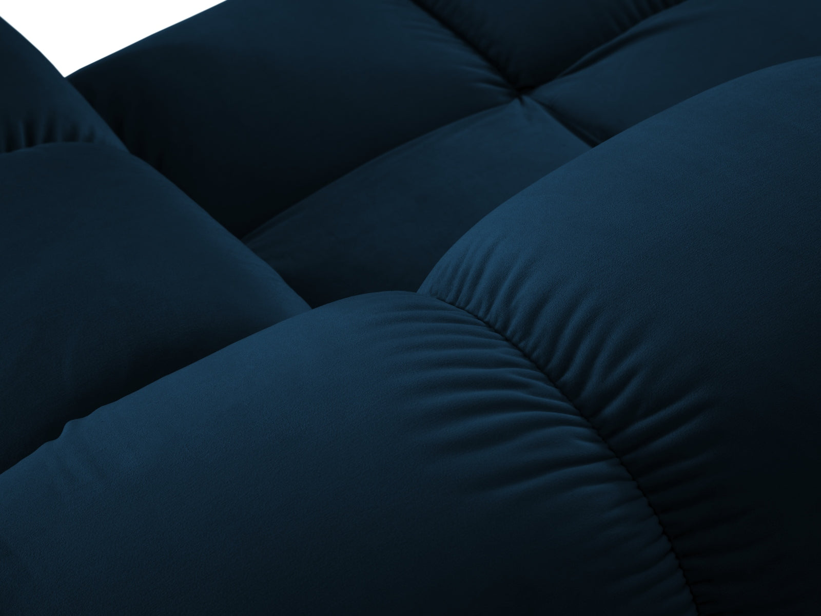 Elegantes modulares 2-Sitzer Sofa Bellis in Royal Blue, 94 cm, aus luxuriösem Velour, ideal für stilvolle Wohnräume von Micadoni.