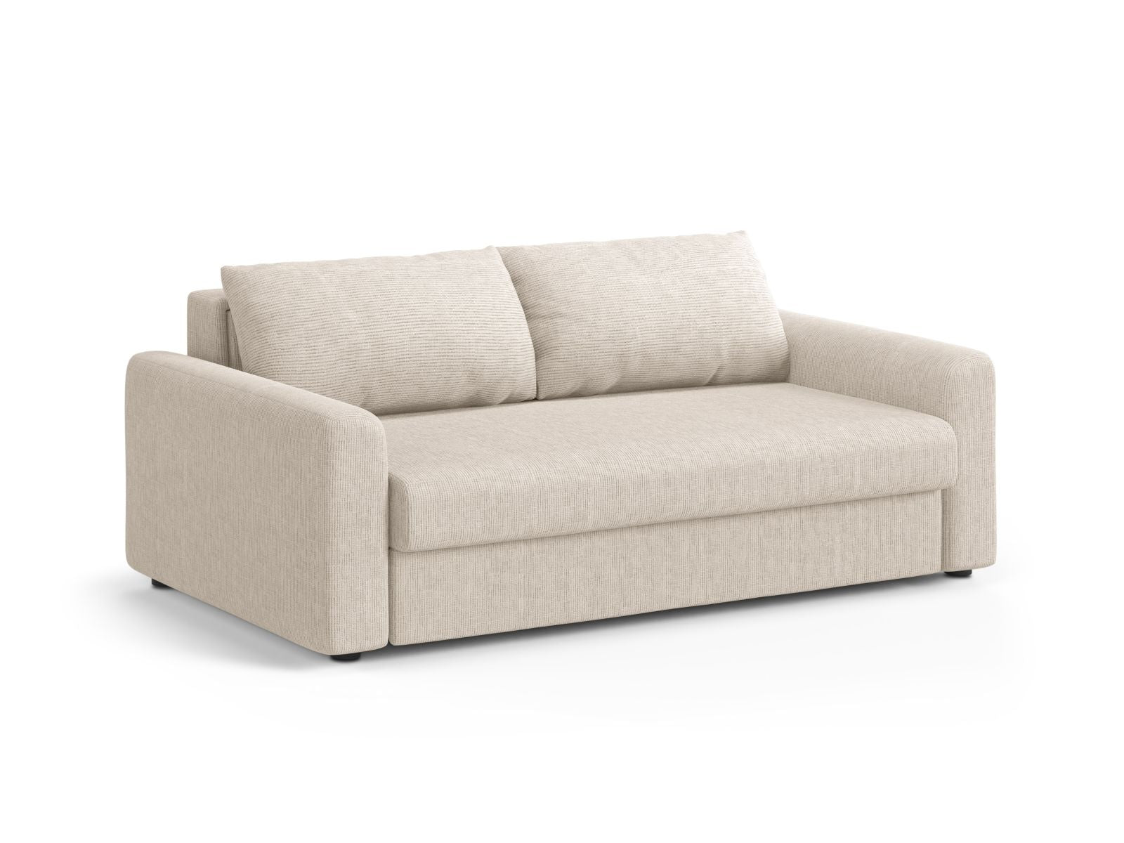 Elegantes 3-Sitzer Sofa David in hellem Beige, vielseitig einsetzbar mit Schlaffunktion, ideal für jedes Wohnzimmer.