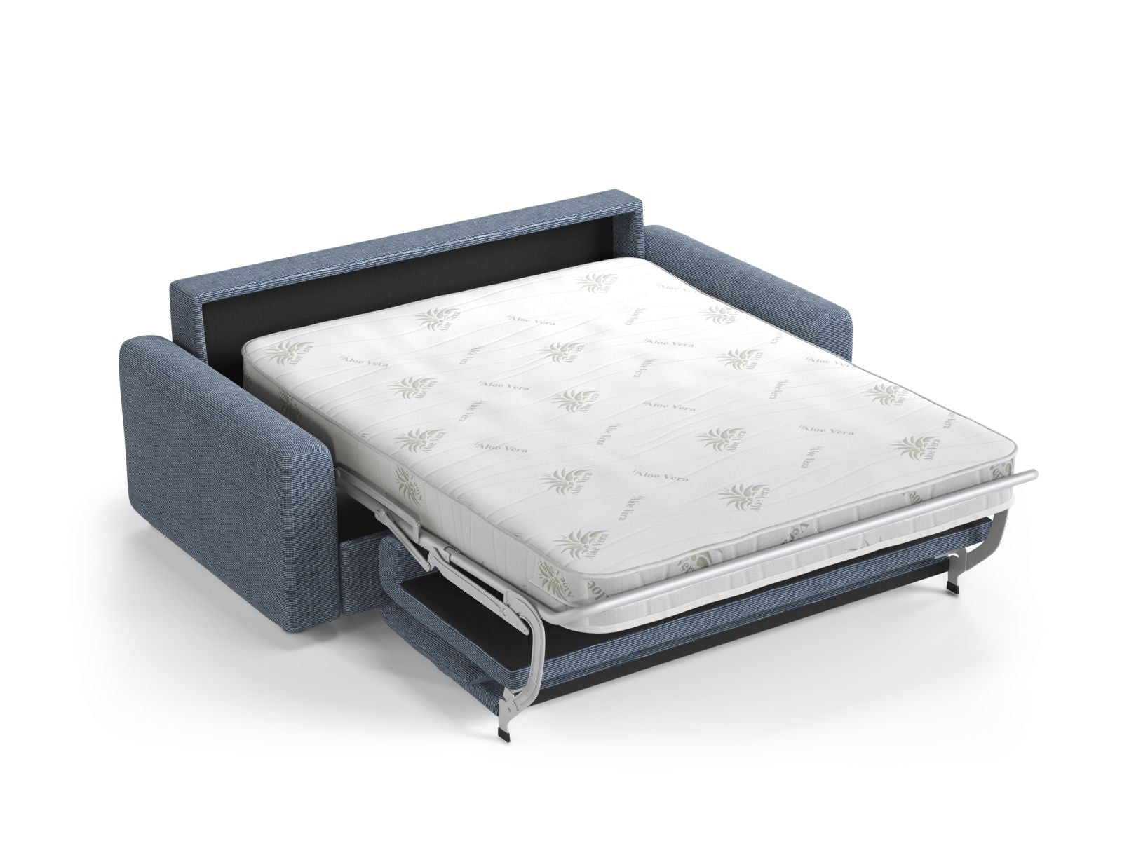 Elegantes 3-Sitzer Sofa David in Blue Melange-Baltimore, ideal für entspannte Stunden und als praktisches Schlafsofa für Übernachtungsgäste.