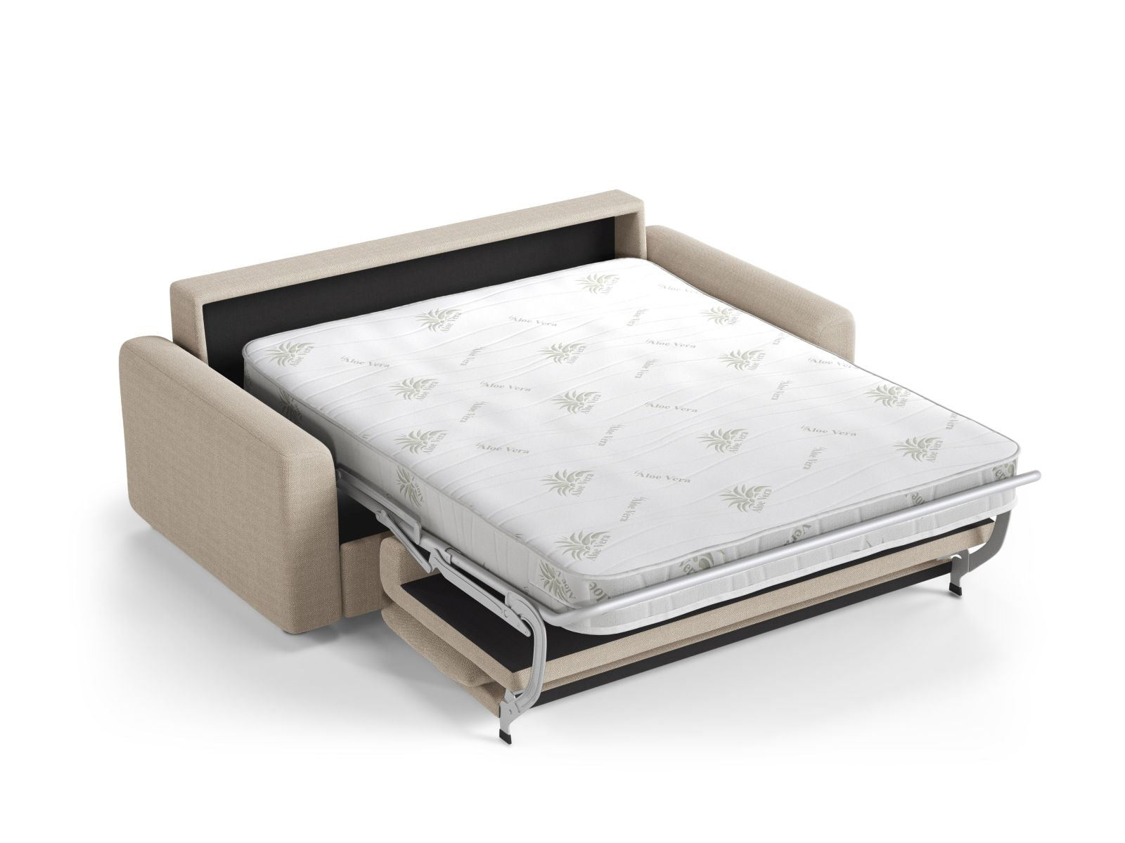 Beige 3-Sitzer Sofa David von Micadoni, stilvolles Bettsofa mit komfortabler Schlaffunktion, ideal für Gäste und gemütliche Stunden.