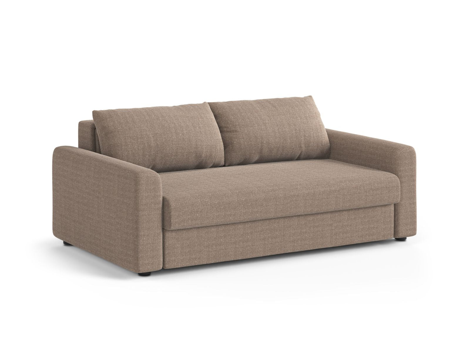 Elegantes 3-Sitzer Sofa David in hellem Braun, ideal als Bettsofa für gemütliche Nächte und stilvolle Wohnräume.