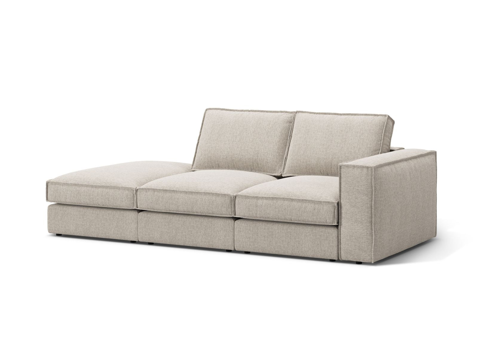Elegantes 3-Sitzer Sofa Open End links Pola in Sand-Babel, ideal für stilvolle Wohnräume, erhältlich bei KAQTU Design AG.