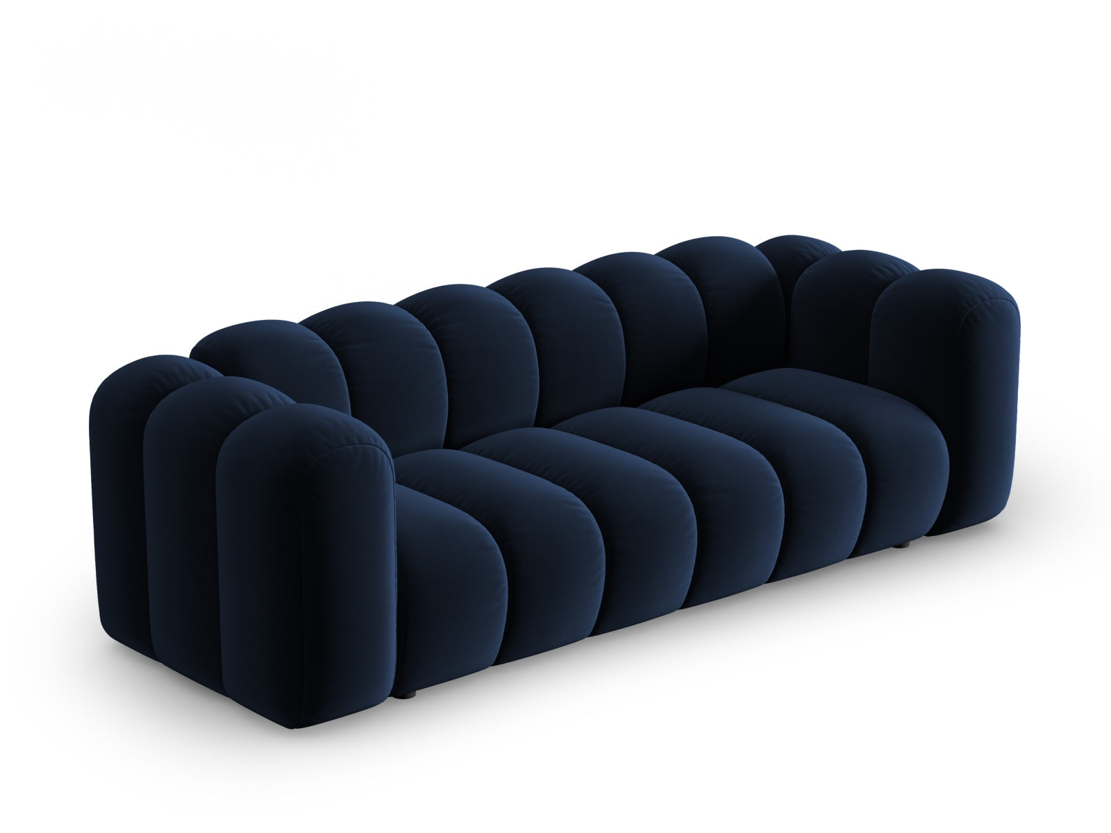 Elegantes Lupine Velour Sofa in Royalblau, 3-Sitzer von Micadoni, ideal für stilvolle Wohnräume und gemütliche Abende.