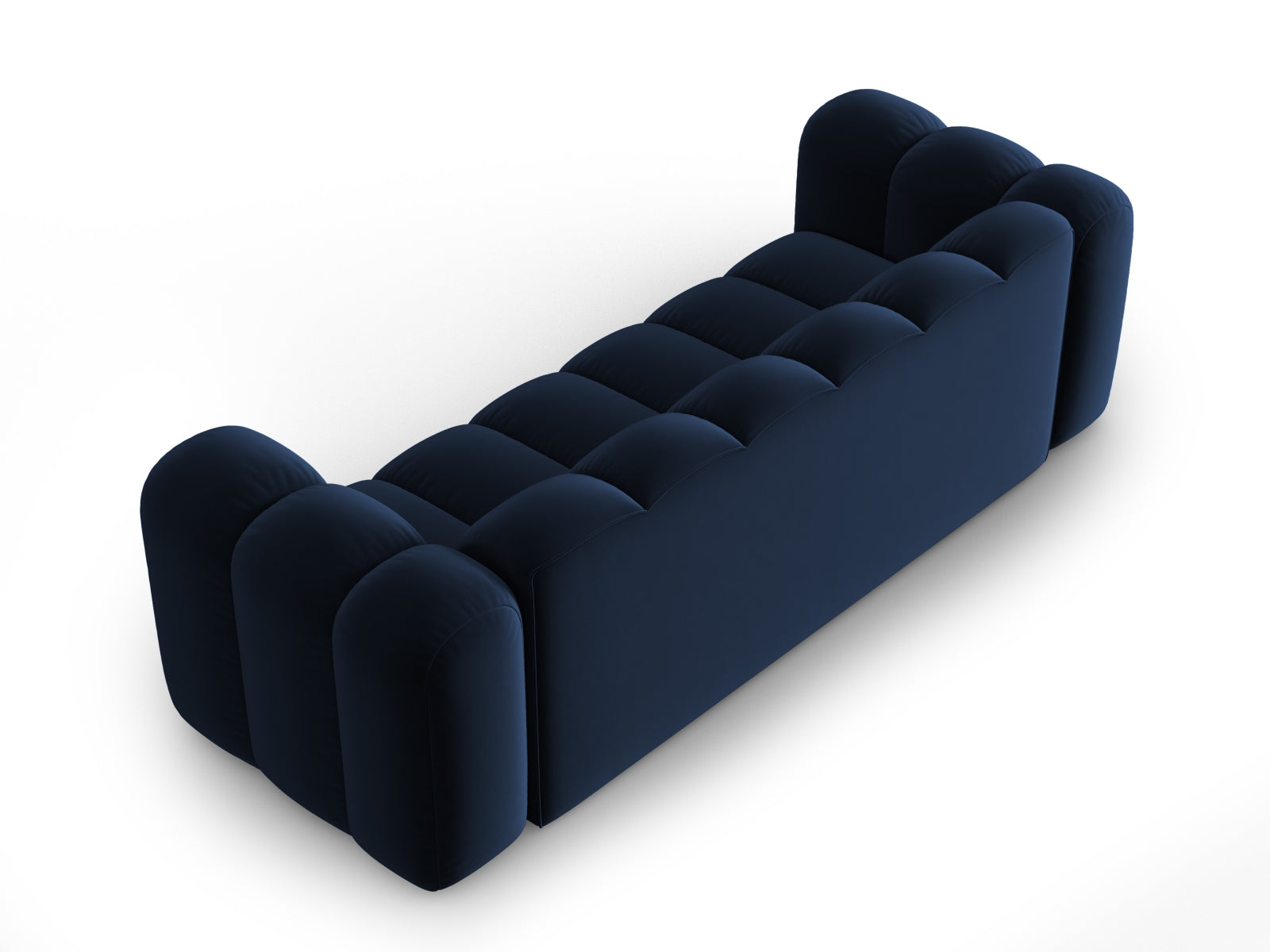 Luxuriöses 3-Sitzer Sofa aus Velours in tiefem Royalblau von Micadoni, perfekt für moderne Wohnkonzepte und entspannte Stunden.